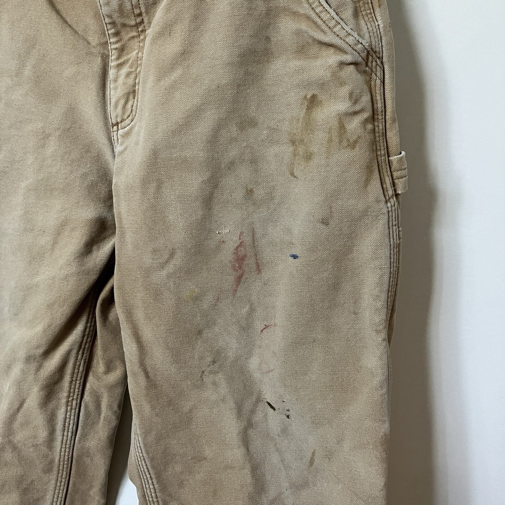 Carhartt B111 BRN Flannel Lined Duck Canvas Carpenter Pants Brown 32x30 Mens - Picture 9 of 14